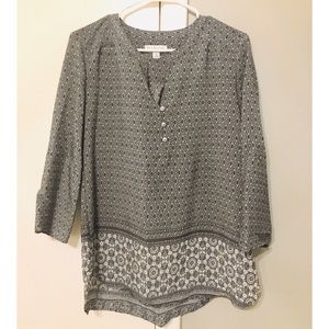 Gray and white Kim Rogers blouse